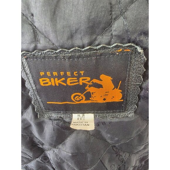 Vintage Perfect Biker Leather Motorcycle Jacket Mens Size M/L Zip Liner 7 lbs - Picture 6 of 14